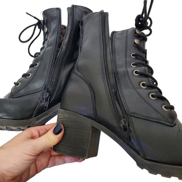 American Rag | Sloanie Lace Up Combat Boots with Animal Print Lining - Picture 8 of 12